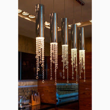 Load image into Gallery viewer, Hanging crystal light fixture for lobby, staircase, loft, stairwell
