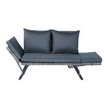 Load image into Gallery viewer, 1 PCS Patio Wicker Side Foldable Bench Patio Backyard Conversation Bench Grey Wicker + Dark Grey Cushion
