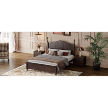 Cargar imagen en el visor de la galería, 3-Pieces Bedroom Sets,Full Size Wood Platform Bed and Two Nightstands-Dark Walnut
