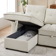 Carregar imagem no visualizador da galeria, 78.75&quot; Reclining Sofa, Pull-Out Sofa Bed with USB and tape-c charging ports, L-Shaped Sectional Sofa with Reclining Storage and Arm Side Organizer Pocket Features, Living Room Comfort Sofa
