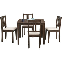 Carregar imagem no visualizador da galeria, (1 Table with 4 Chairs)Wooden Dining Table Set, Mid Century Modern Square Wooden Kitchen Table and Upholstered Dining Chairs for Dining Room, Kitchen, Saving Space,Brown
