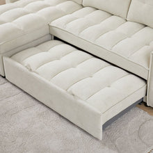 Carregar imagem no visualizador da galeria, 78.75&quot; Reclining Sofa, Pull-Out Sofa Bed with USB and tape-c charging ports, L-Shaped Sectional Sofa with Reclining Storage and Arm Side Organizer Pocket Features, Living Room Comfort Sofa
