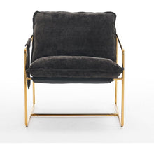Carregar imagem no visualizador da galeria, 2 Sets 1 Case, Upholstered Hanging Armchair with Arm PocketsMetal frame, gold-plated craftsmanship, crushed foam cushions and skin-friendly woven fabric for living room and bedroom. Dark Gray
