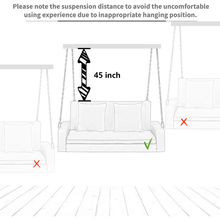 Load image into Gallery viewer, 2-Person Wicker Hanging Porch Swing with Chains, Cushion, Pillow, Rattan Swing Bench for Garden, Backyard, Pond. (Brown Wicker, Beige Cushion)
