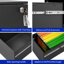 Load image into Gallery viewer, 2 Drawer Mobile File Cabinet with Lock Steel File Cabinet for Legal/Letter/A4/F4 Size, Fully Assembled Include Wheels, Home/ Office Design, Black

