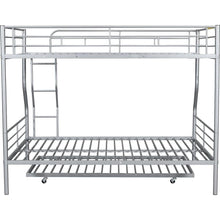 Load image into Gallery viewer, Full XL Over Queen Metal Bunk Bed with Trundle, Silver
