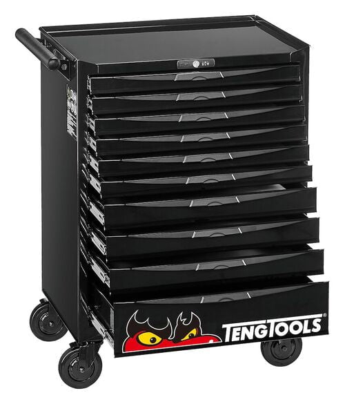 Teng Tools 10 Drawer Heavy Duty Black Roller Cabinet Tool Chest / Wagon - TCW810NBK