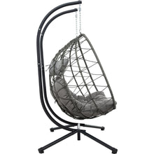 Load image into Gallery viewer, 2 Persons Egg Chair with Stand Indoor Outdoor Swing Chair Patio Wicker Hanging Egg Chair Hanging Basket Chair with Stand for Bedroom Living Room Balcony
