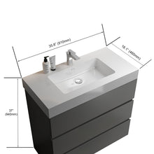 Load image into Gallery viewer, Alice 36&quot; Gray Bathroom Vanity with Sink, Large Storage Freestanding Bathroom Vanity for Modern Bathroom, One-Piece White Sink Basin without Drain and Faucet
