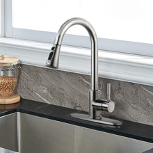 Load image into Gallery viewer, Pull Down Kitchen Faucet with Sprayer Stainless Steel Brushed Nickel
