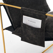 Carregar imagem no visualizador da galeria, 2 Sets 1 Case, Upholstered Hanging Armchair with Arm PocketsMetal frame, gold-plated craftsmanship, crushed foam cushions and skin-friendly woven fabric for living room and bedroom. Dark Gray
