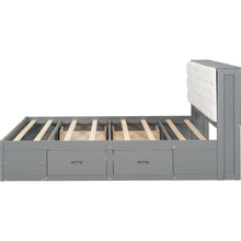 Load image into Gallery viewer, Wood Queen Size Platform Bed with Storage Headboard, shoe rack and 4 drawers,Gray
