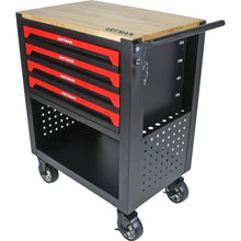 Load image into Gallery viewer, 4 DRAWERS MULTIFUNCTIONAL TOOL CART WITH TOOL SET AND WOODEN TOP

