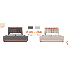 Carregar imagem no visualizador da galeria, Full size Upholstered Platform bed with a Hydraulic Storage System, LED and USB Charging, Grey (without mattress)

