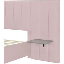 Carregar imagem no visualizador da galeria, Full Size Upholstered Platform Bed with Big Headboard, Bedroom Furniture, Velvet, Pink
