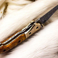 Load image into Gallery viewer, Custom Handmade Damascus Pocket Knife with Epoxy Resin Handle

