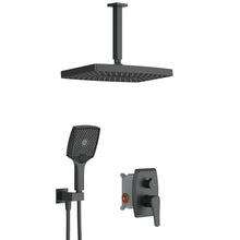 Cargar imagen en el visor de la galería, Shower System, Ultra-thin Wall Mounted Shower Faucet Set for Bathroom with High Pressure Big Size Stainless Steel Rain Shower head Handheld Shower Set, Matte Black
