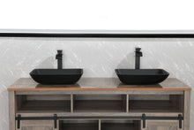 Cargar imagen en el visor de la galería, 13.0&quot; L -18.13&quot; W -4&quot; H Matte Shell Glass Rectangular Vessel Bathroom Sink in Black with Matte Black Faucet and Pop-Up Drain in Matte Black
