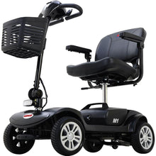 Load image into Gallery viewer, Four wheels Compact Travel Mobility Scooter with 300W Motor for Adult-300lbs, Gloss Black
