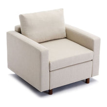 Carregar imagem no visualizador da galeria, 2 Seat Module Sectional Sofa Couch With 1 Ottoman for living room,Seat Cushion and Back Cushion Non-Removable and Non-Washable,Cream
