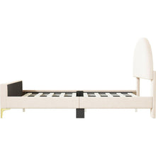 Carregar imagem no visualizador da galeria, Full Size Upholstered Platform Bed with Classic Semi-circle Shaped headboard and Mental Legs, Velvet, Beige
