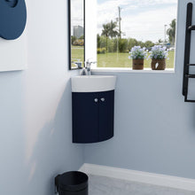 Load image into Gallery viewer, Corner Bathroom Vanity Sink Combo for Small Space Wall Mounted Cabinet Set, Ceramic Sink (BB)
