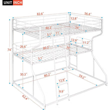 Carregar imagem no visualizador da galeria, Full XL over Twin XL over Queen Size Triple Bunk Bed with Long and Short Ladder,White
