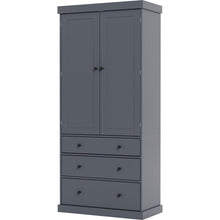 Load image into Gallery viewer, [Assembly Video Provided]77inch Farmhouse Kitchen Pantry, Freestanding Tall Cupboard Storage Cabinet with 3 Adjustable Shelves, 8 Door Shelves, 3 Drawers for Kitchen, Dining Room, Gray
