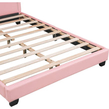 Load image into Gallery viewer, Full Size Upholstered Leather Platform Bed with Rabbit Ornament, Pink
