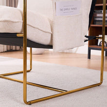 Carregar imagem no visualizador da galeria, 2 Sets 1 Case, Upholstered Hanging Armchair with Arm PocketsMetal frame, gold-plated craftsmanship, crushed foam cushions and skin-friendly woven fabric for living room and bedroom. Beige
