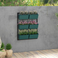 Carregar imagem no visualizador da galeria, 3-Tier Wall Planter with 6 Pots for Indoor and Outdoor Use, Hanging Plant Holder, Self Draining Wall Mounted Planter for Vegetables, Flowers, Herbs, Green
