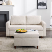 Carregar imagem no visualizador da galeria, 2 Seat Module Sectional Sofa Couch With 1 Ottoman for living room,Seat Cushion and Back Cushion Non-Removable and Non-Washable,Cream
