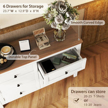 Carregar imagem no visualizador da galeria, 3-Pieces Bedroom Sets Queen Size Farmhouse Platform Bed with Double Sliding Door Storage Headboard, Storage Nightstand and Dresser, White+Brown
