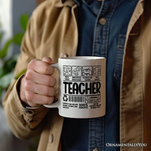 Load image into Gallery viewer, Teacher Label Personalized Mug, Funny Barcode for Dedicated Educators Gift with Custom Name
