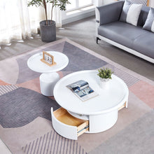 Cargar imagen en el visor de la galería, 2 Pieces White MDF Round Coffee Table Set for Living Room, Bedroom
