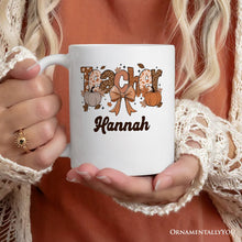 Carregar imagem no visualizador da galeria, Teacher Coquette Autumn Personalized Mug, Cozy Fall Pumpkin Gift with Custom Name
