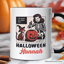 Carregar imagem no visualizador da galeria, It’s Never Too Early for Halloween Personalized Mug, Funny Retro Gift with Custom Name
