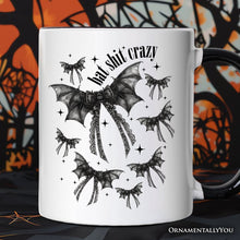 Load image into Gallery viewer, Bat Shit Crazy Coquette Bats Personalized Mug, Funny Halloween Gift with Custom Name
