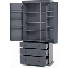 Load image into Gallery viewer, [Assembly Video Provided]77inch Farmhouse Kitchen Pantry, Freestanding Tall Cupboard Storage Cabinet with 3 Adjustable Shelves, 8 Door Shelves, 3 Drawers for Kitchen, Dining Room, Gray
