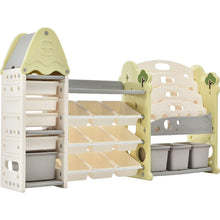 Load image into Gallery viewer, Kids Bookshelf Toy Storage Organizer with 17 Bins and 5 Bookshelves, Multi-functional Nursery Organizer Kids Furniture Set Toy Storage Cabinet Unit with HDPE Shelf and Bins
