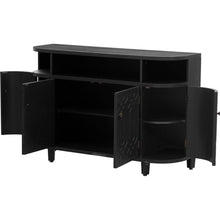 Load image into Gallery viewer, Curved Design Storage Cabinet made of Fraxinus Mandschuric Solid Wood Veneer, Featuring Four Doors and Adjustable Shelves, Suitable for Corridors, Entrances and Study.
