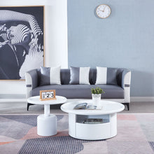Cargar imagen en el visor de la galería, 2 Pieces White MDF Round Coffee Table Set for Living Room, Bedroom
