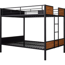 Load image into Gallery viewer, Full-over-full bunk bed modern style steel frame bunk bed with safety rail, built-in ladder for bedroom, dorm, boys, girls, adults
