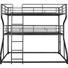 Carregar imagem no visualizador da galeria, Full XL over Twin XL over Queen Size Triple Bunk Bed with Long and Short Ladder,Black
