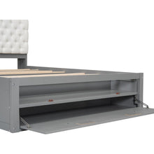 Load image into Gallery viewer, Wood Queen Size Platform Bed with Storage Headboard, shoe rack and 4 drawers,Gray
