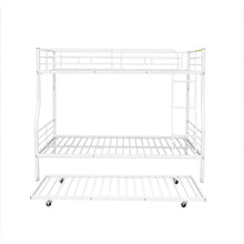 Load image into Gallery viewer, Full XL Over Queen Metal Bunk Bed with Trundle, White
