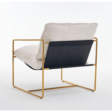 Carregar imagem no visualizador da galeria, 2 Sets 1 Case, Upholstered Hanging Armchair with Arm PocketsMetal frame, gold-plated craftsmanship, crushed foam cushions and skin-friendly woven fabric for living room and bedroom. Beige
