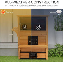 Carregar imagem no visualizador da galeria, 3-Story Cat House Feral Cat Shelter, Outdoor Kitten Condo with Raised Floor, Asphalt Roof, Escape Doors, Jumping Platforms, Yellow

