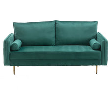 Load image into Gallery viewer, DongHeng Modern Living Room Velvet Fabric Sofa Couch, Loveseat Sofa with pocket, Green

