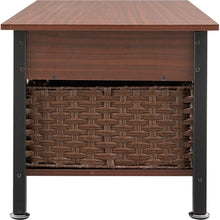 Load image into Gallery viewer, Metal coffee table,desk,with a lifting table,and hidden storage space.There were two removable wicker baskets that could be placed in any space such as the living room,color:brownwith solid wood grain
